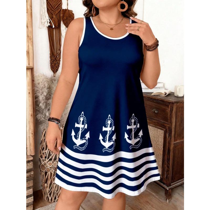 Neues Sommerkleid für Damen mit Blumenprint, Rundhalsausschnitt, Lockerer Schnitt, Modisch, Ärmellos, Einteiler