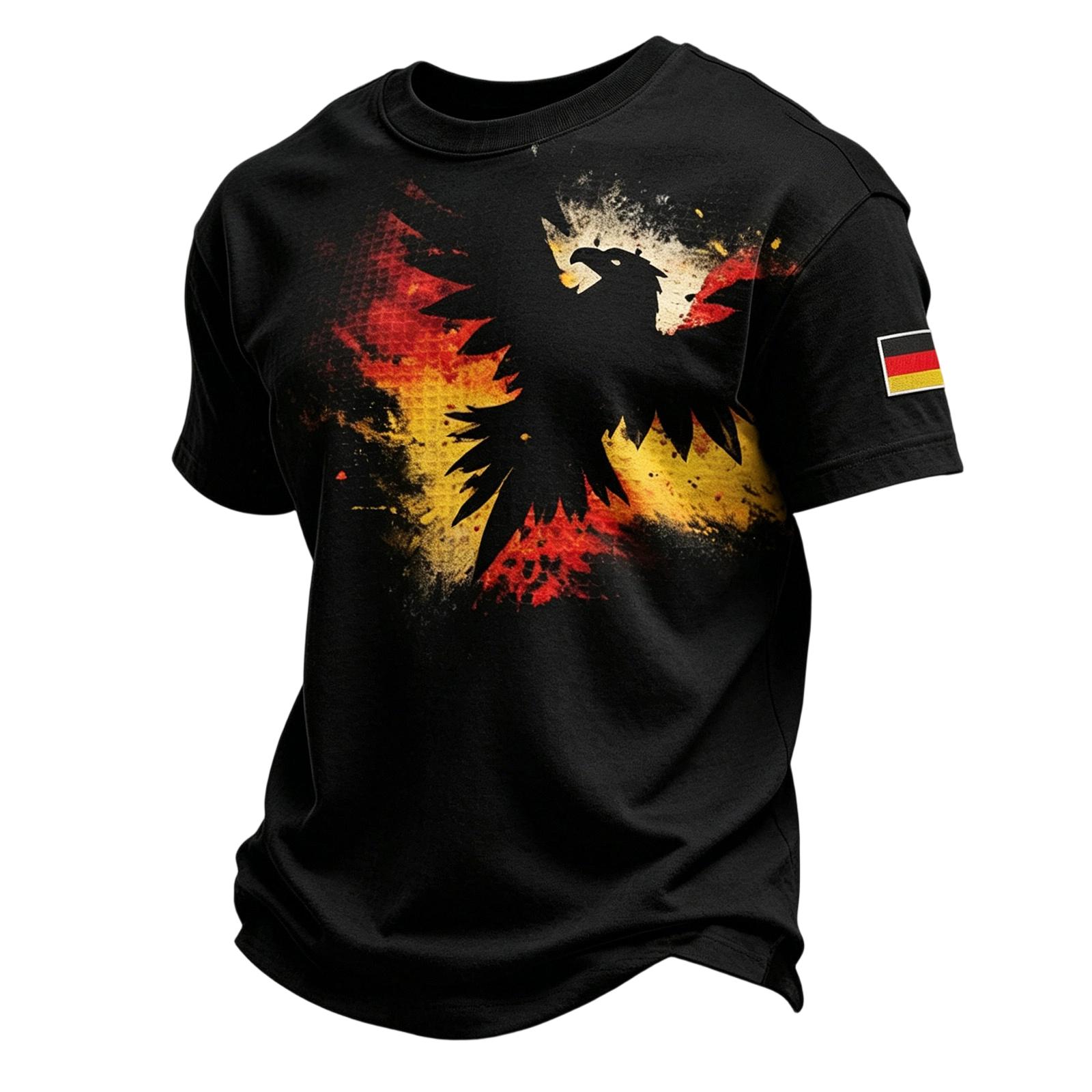 Men s Casual Short Sleeve T-Shirt Crew Neck German Flag Print Soccer Graphic Lightweight Summer Top XL