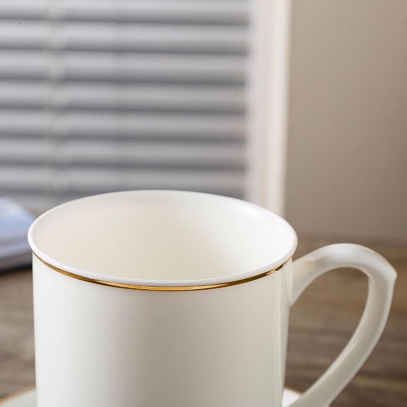 Taoxianghui Ceramic Tea Cups, Bone China Gold-Rimmed Cups, Office Cups with Lids for Drinking Tea And Meetings, Customizable with Printed Logo