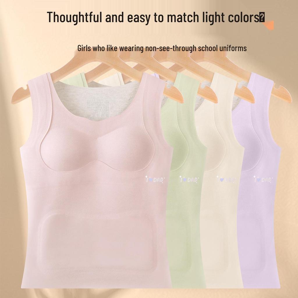 Girls' Seamless Autumn/Winter Mulberry Silk Bra Vest with Chest Pad