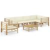 Day and Night - Day and Night Garden Furniture Set 7 Pieces Bamboo and Cream White Cushions