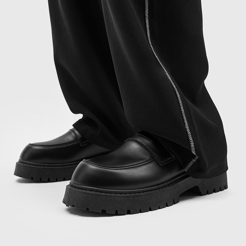 

Лоферы Z30 мужские осенние британские на платформе, туфли Doudou на одной педали, универсальные, модные, повседневные, кожаные туфли с большим носком, мужская обувь 39 чёрный