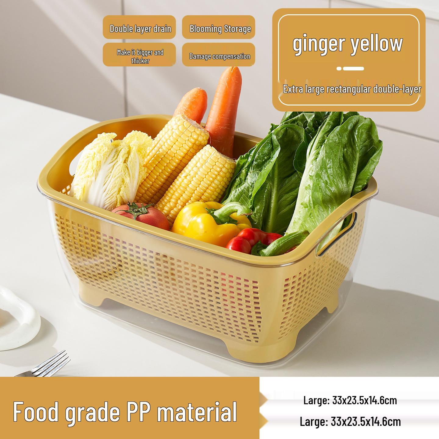 

Multi-functional Double-layer Kitchen Sink Basket: Ideal for Washing Rice, Vegetables, and Fruits, or Serving Snacks.