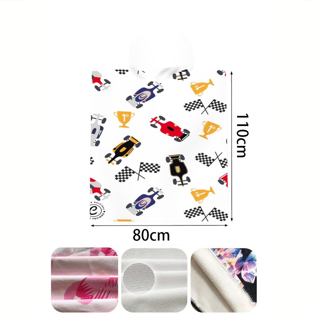 Kids Adults Race Car Hooded Beach Robe Microfiber Quick Dry Absorbent Changing Towel Robe Swim Cover Up for Surfing Swimming