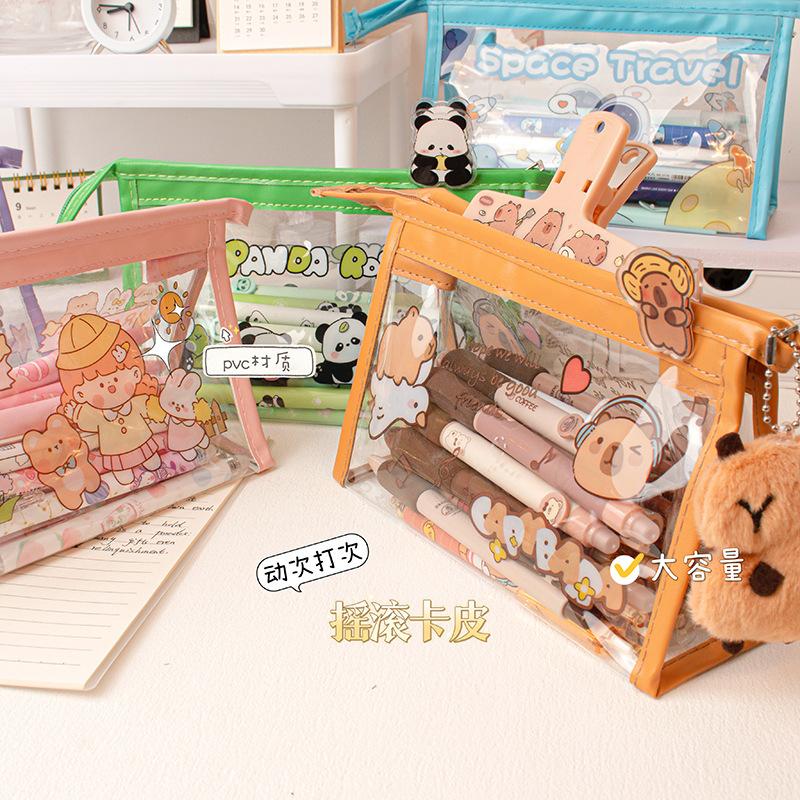 Transparent Pencil Case High Value Girl Children's Stationery Pencil Case Kindergarten Stationery Case Cute Pencil Case Cartoon Pencil Case