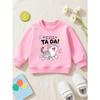 European sizes Adorable Feline-Themed Kids' Crewneck Sweatshirt, Made from Casual with Long Sleeves And a Bit of Stretch