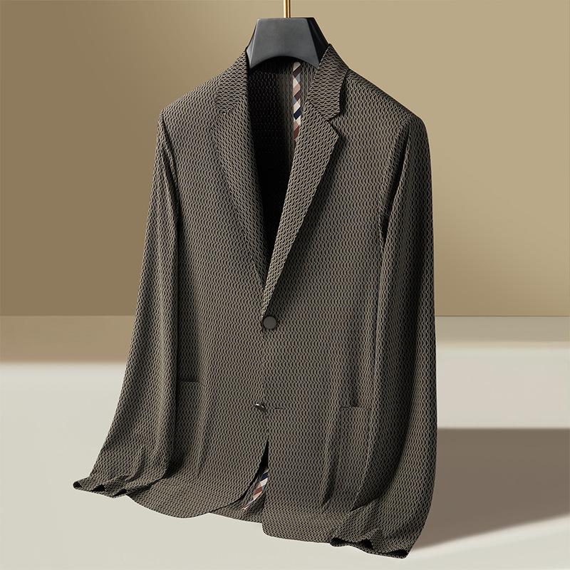 Spring and Summer Men's Sunscreen Versatile Lineless Top Middle-aged Casual Suit Elastic Jacket