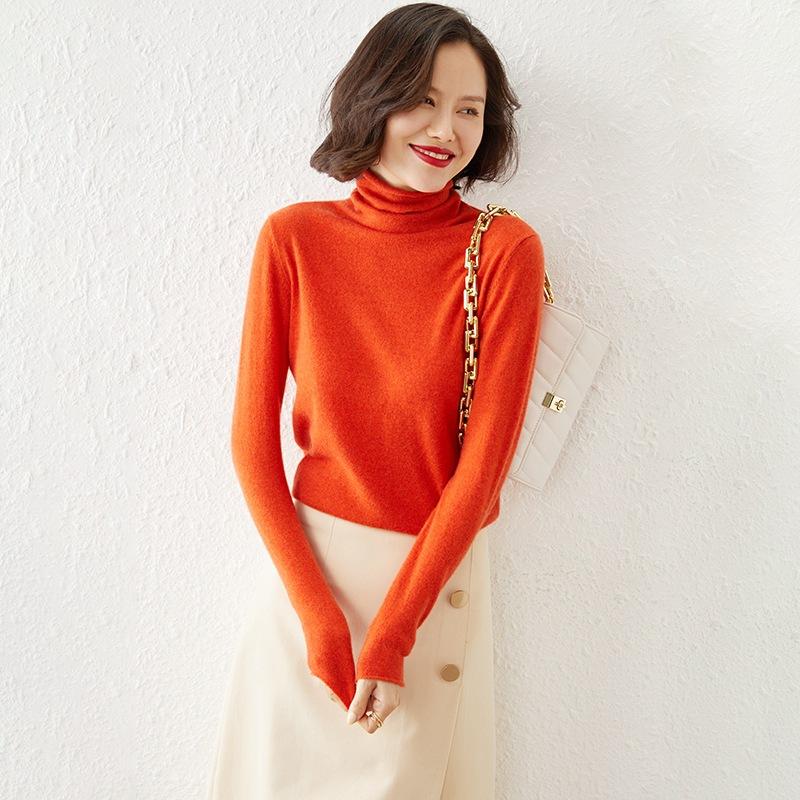 Andy Velvet Pile Collar Sweater for Women In Autumn and Winter Soft and Glutinous Skin-friendly Base Shirt Simple Atmospheric Warm Pullover Sweater