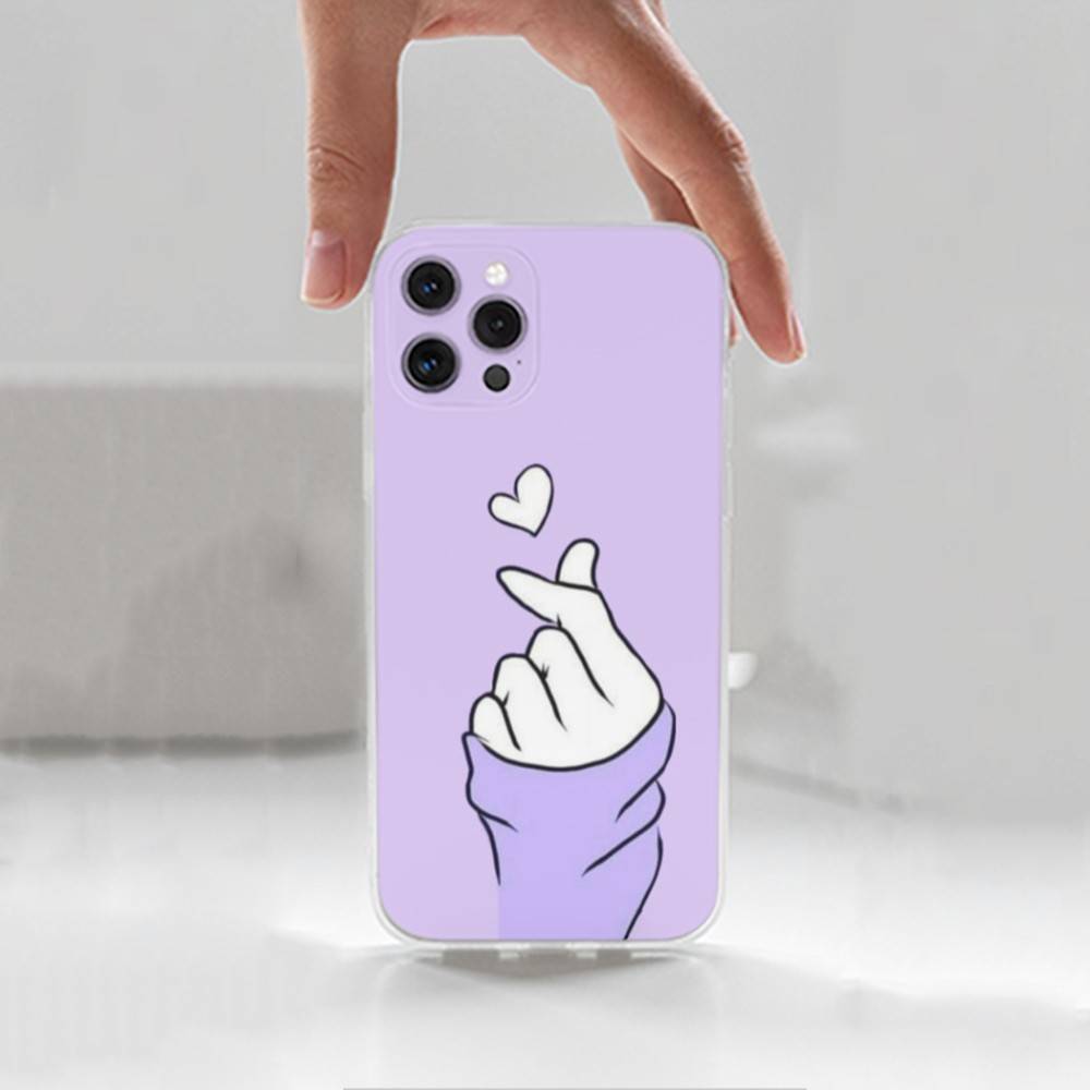 Schöne Hand-Herz-Hülle für iPhone Max, 14, 16, X, 13, XR, SE, 12, 15, Pro, 17, Plus, 11, XS, Mini durchsichtig weiche Abdeckung
