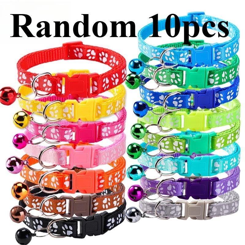 

Dog Claw Printing Pets Adjustable Strap Cat Collar with Bells Pet Kittens Dog Necklace Dentification Pet Christmas Collar 10 pcs Adjust19-32CM