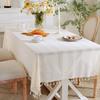 Apricot Colored Geometric Lace Tassel Rectangular Tablecloth, Bedside Table, TV Cover Cloth