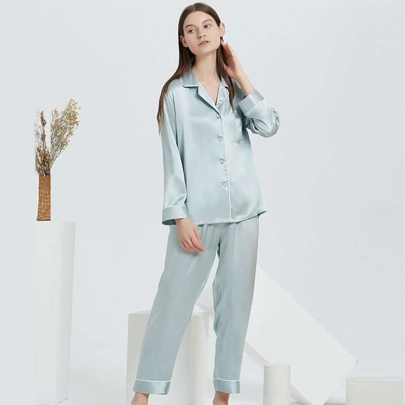 Diexiu 22 Momme Heavyweight Silk Long Sleeve Pajama Set - Two-Piece Loungewear