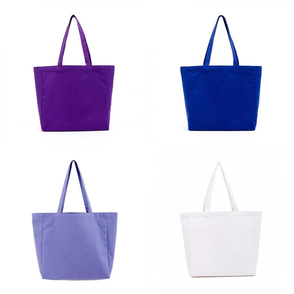 Canvas Tote Bag With Solid Color For Shopping And Gift Use