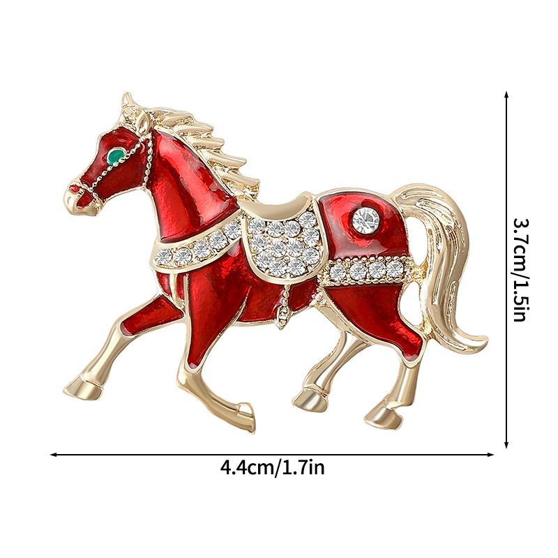 Creative Rhinestone Horse Brooches Party Favors  Animal Lapel Pins Horse Head Brooches  Chinese Latest Year Couple  Present