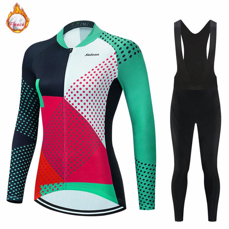 Women 2026 Winter Velvet Warm Thermal Fleece Winter Cycling Clothing Long Sleeve Jersey Suit Triathlon Outdoor Riding Bike MTB Clothing Jersey