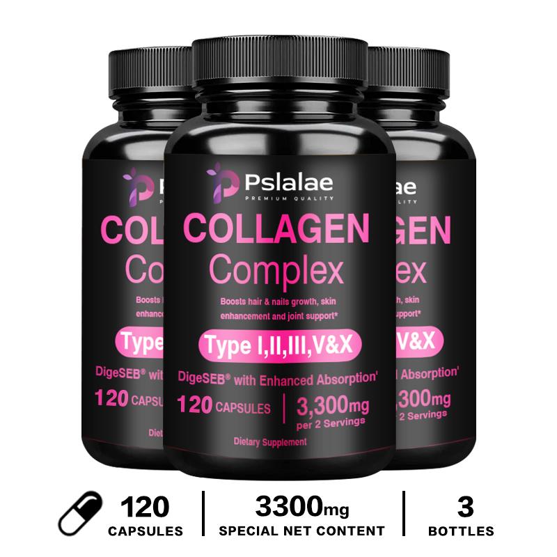 Premium Compound Collagen Capsules, Containing Hydrolyzed Collagen Peptide Extract, 3300 Mg, Suitable for Adults.