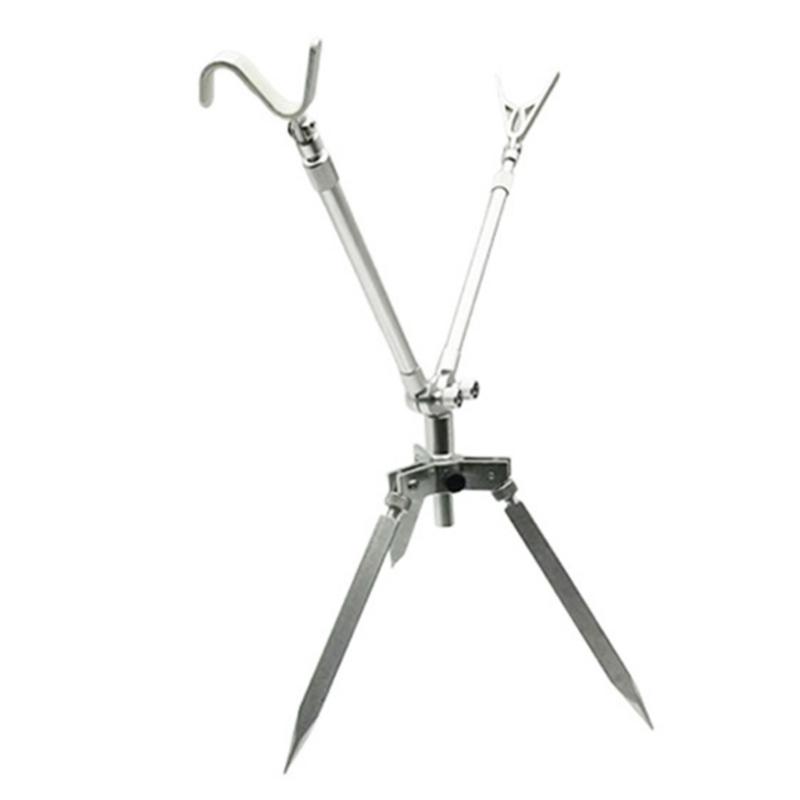 

Aluminum Fishing Rod Support Stand Quick Setups Without Tool Ideal For Adventure And Camping Trip серый