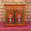 Wooden Painted Cabinet | Traditional Indian Storage Desk SideBoard| Bedside Floral Design | Home Decor Cupboard | Painted Accent Furniture