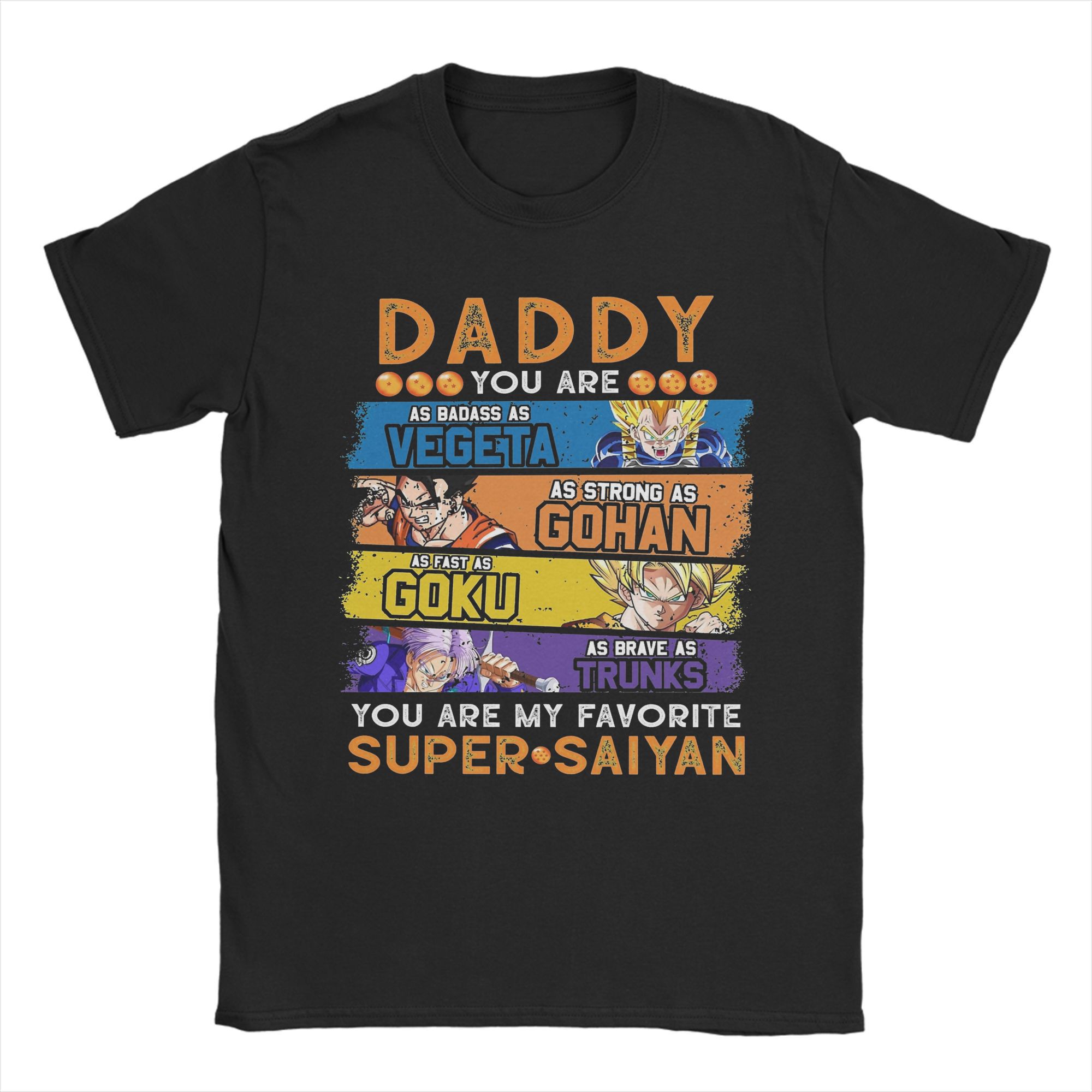 

Dragon Ball Fathers Day TShirts Super Saiyan Dad Humor Pure Cotton Tee Shirt Round Collar Short Sleeve T Shirts Clothes Tops S