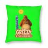 Happy Grizzy And The Lemmings Cushion Cover Sofa Home Decor Cartoon Lemmings Bear Square Throw Pillow Cover 45x45cm