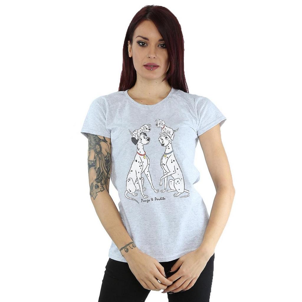 101 Dalmatians Womens/Ladies Pongo And Perdita Heather T-Shirt
