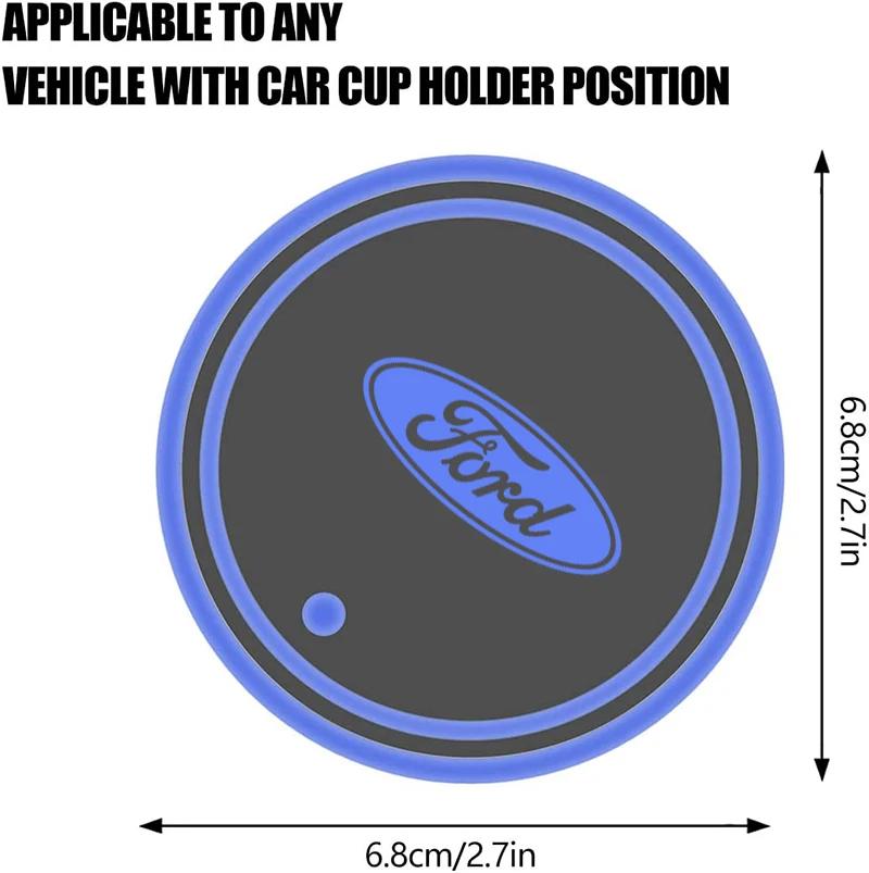 Car Sticker Hot For Ford For Ford Mondeo Focus Raptor Edge Explorer Ranger Fiesta Kuga ST 7 Color LED Car Cup Holder Light Lumin