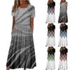 Women's Summer Casual Fashion Printed Short Sleeve Round Neck Pocket Dress