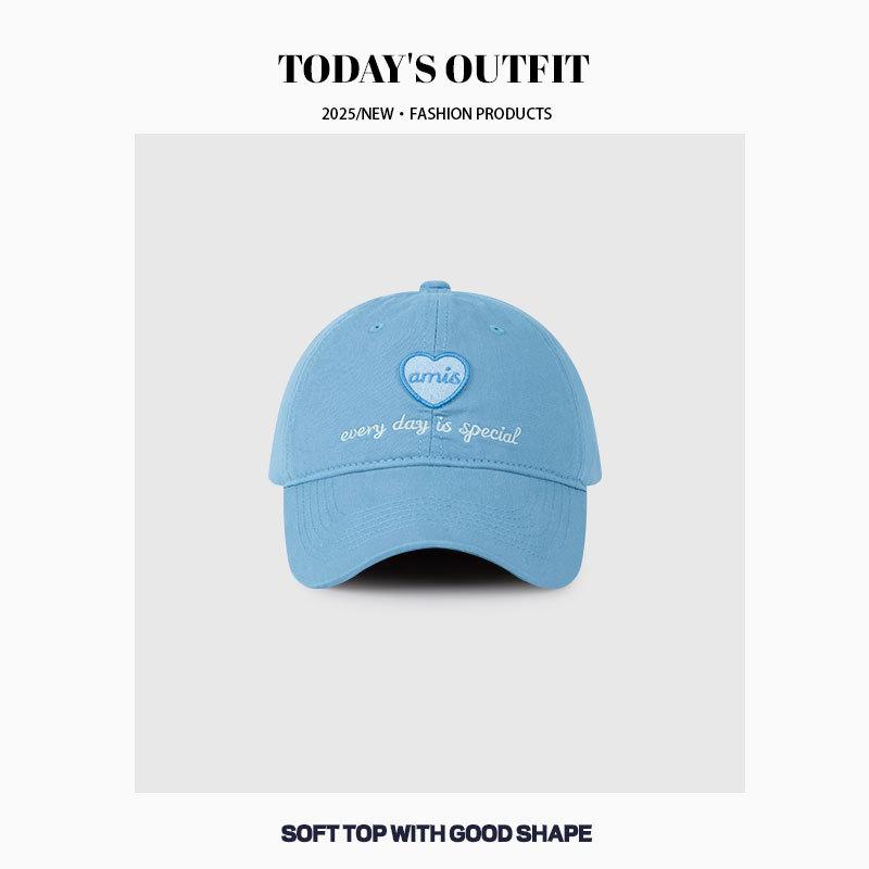 New Soft Top Love Embroidery Face Showing Small Baseball Hat for Women In Spring and Summer Korean Version Versatile Sun Protection Baseball Cap