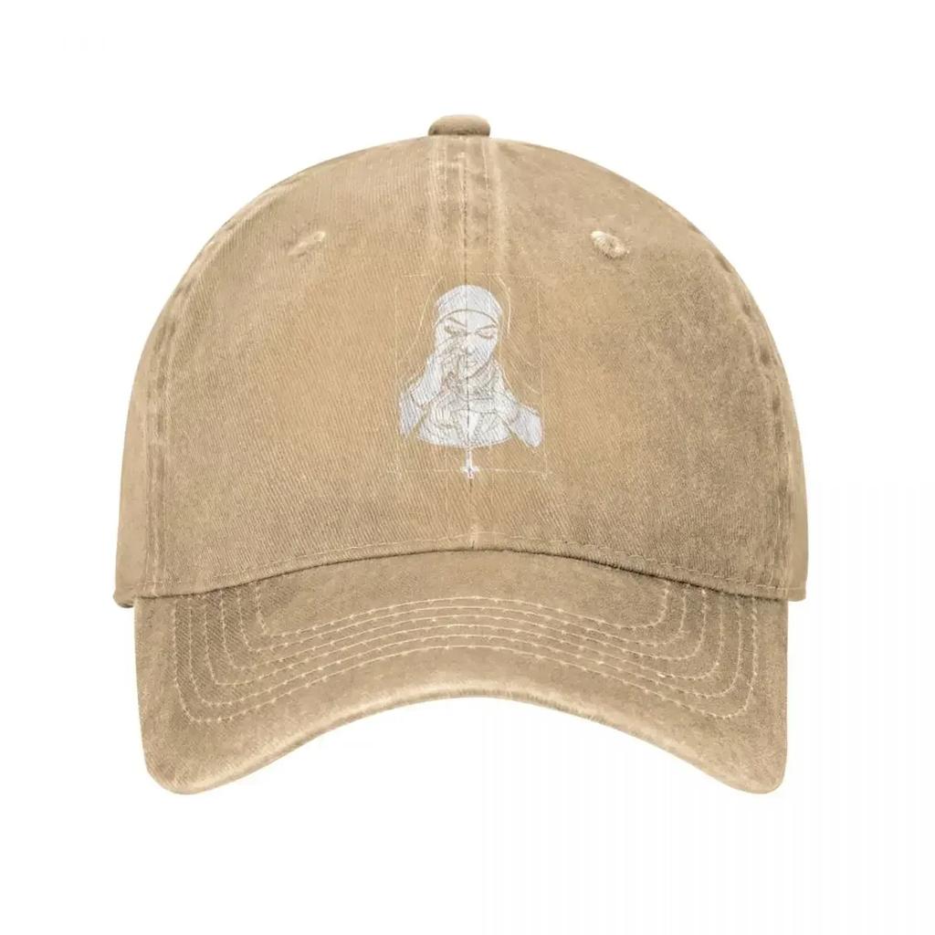 Funny Smoking Nun Graphic Baseball Cap Distressed Washed Cotton Adjustable Hat Casual Unisex Adult