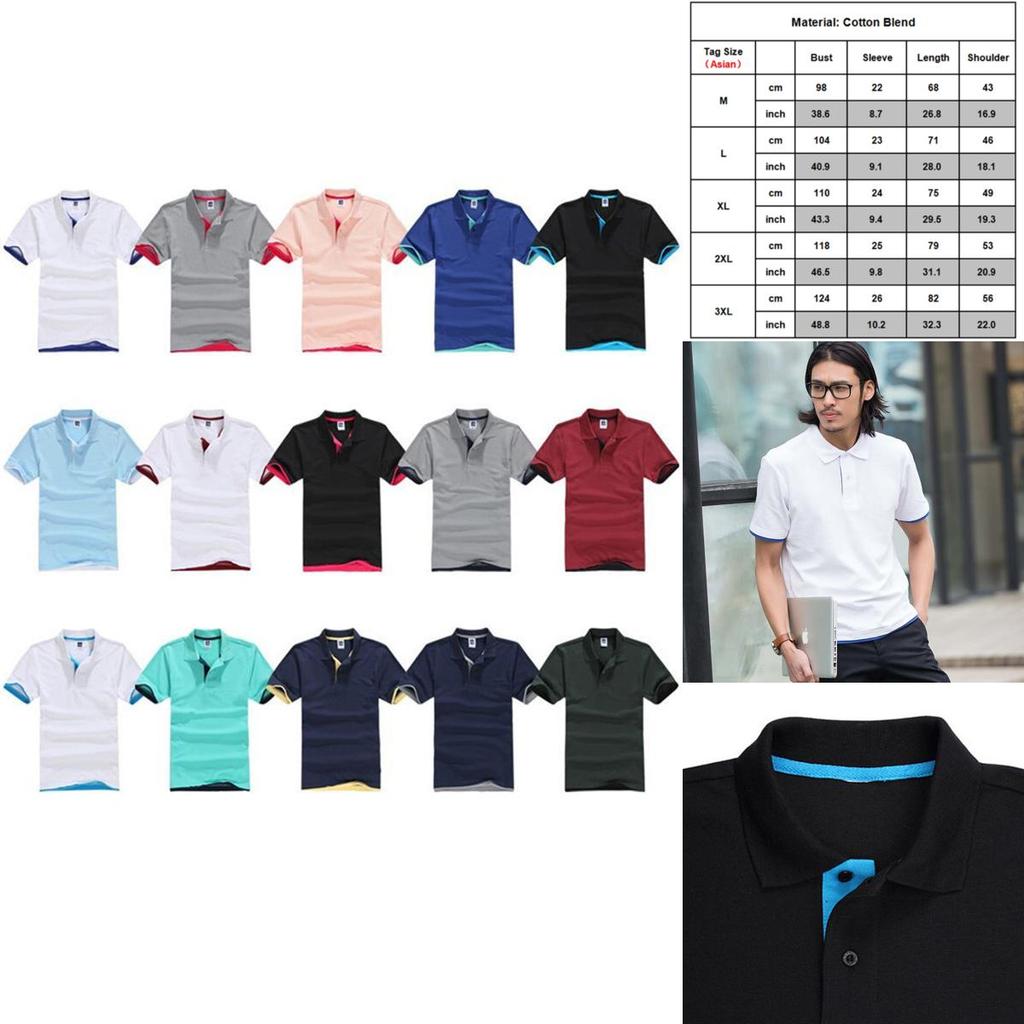 Premium Quality Mens Classic Short Sleeve Summer Golf Sport Shirts Solid T-shirt