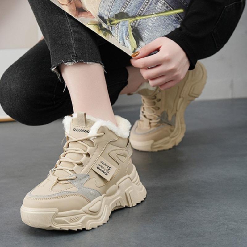 Fashion Winter New Women High Top Snow Boots Warm Plush Woman Comfortable Sneakers Waterproof Cottom Shoes Fashion Female Footwear 2025