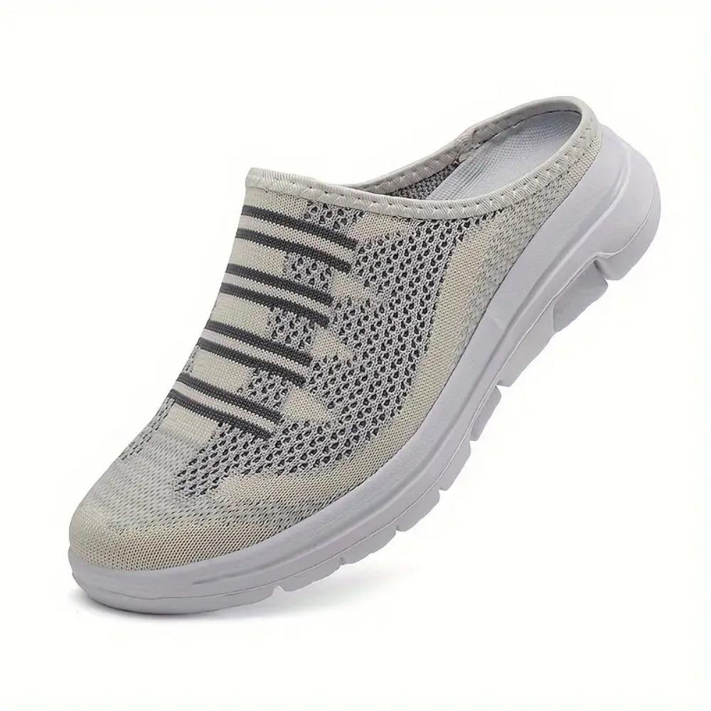 Women's Breathable Knit Mule Sneakers, Casual Slip On Outdoor Shoes, Women's Comfortable Shoes