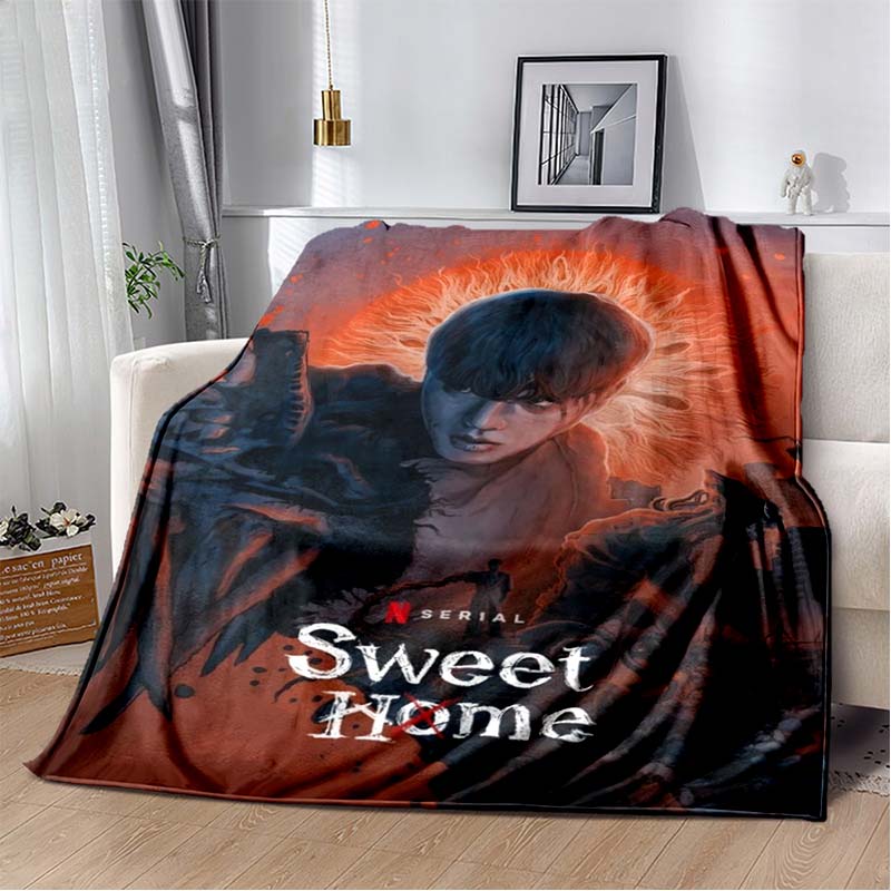 Sweet Home Kdrama Character Print Soft Flannel Throw Blanket Warm Cozy Sofa Bed Decorative Blanket For Home Use