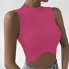 Ladies Fashion Round Neck Solid Color Sleeveless Top