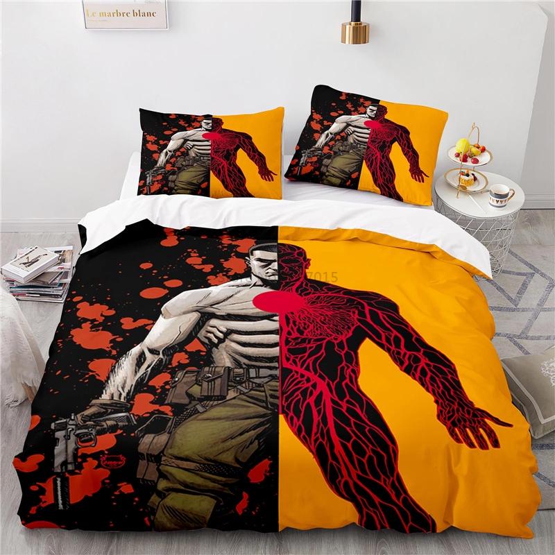 Nová 3D sada povlaku na přikrývku se vzorem BloodShot s povlaky na polštáře Ložní sada Jednolůžko Dvoulůžko Twin Full Queen King Size pro dekoraci ložnice