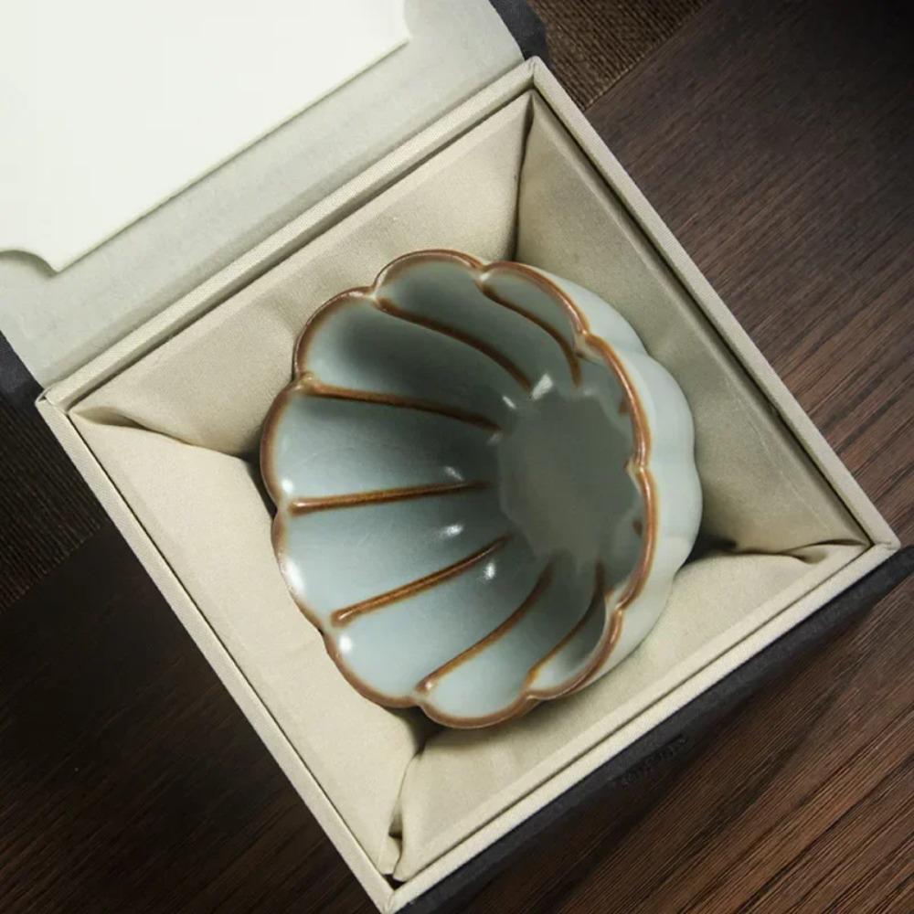 Ru Kiln Kung Fu Tea Cup, Master Cup, Single Cup, Gracked Glaze Cups, Ru-Porcelain Tea Bowl, Ceramic Large 100ml