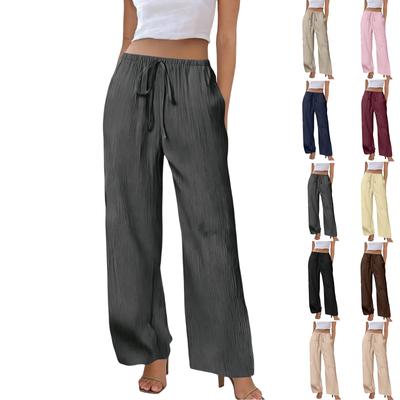 Pantalones Anchos Holgados para Mujer, Pantalones Casuales Holgados, Cintura Alta Elástica, Pantalones Largos con Bolsillos