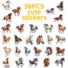 56 Dynamic Galloping Horse Stickers, Oil Painting Fengjun Horse Pattern, Hand Account Decoration Retro Animal Stickers