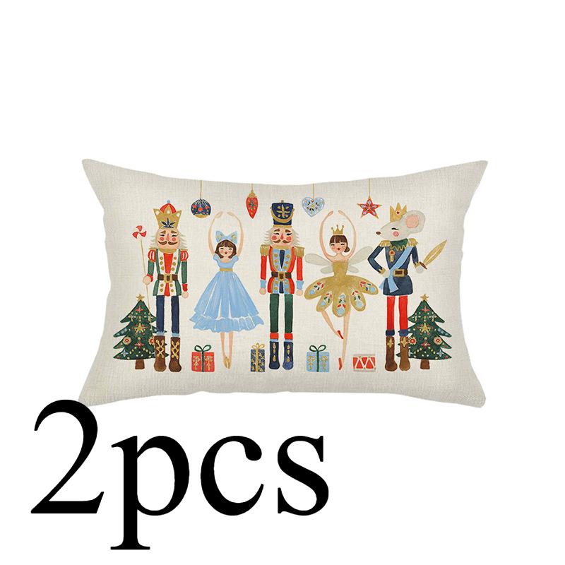 

2 шт./комплект. Різдвяна поперекова наволочка для подушок із льоном. Прикраса для святкового дому. Диван. Наволочка для подушки. 30cm*50cm*2pcs