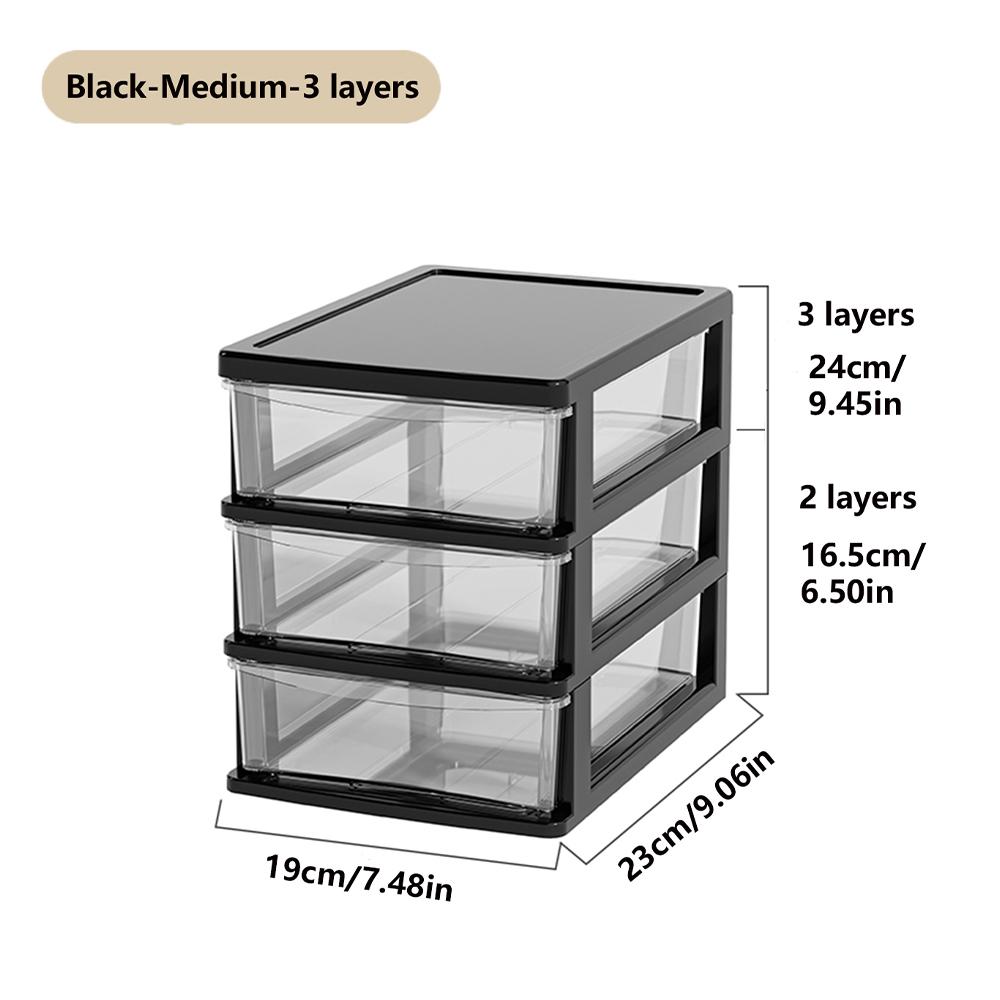 2-4Layers Medium Desktop Storage Box with Drawer Heightened Table Organizer Plastic Offi Storage Cabinet  for Home Stationery