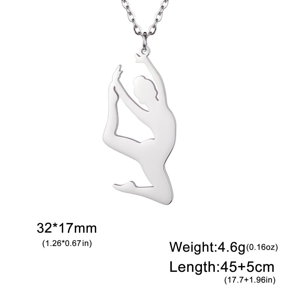 Teamer Gymnastics Design Necklace for Women Girls Fashion Sports Pendant Stainless Steel Jewelry Dancer Gymnast Birthday Gifts