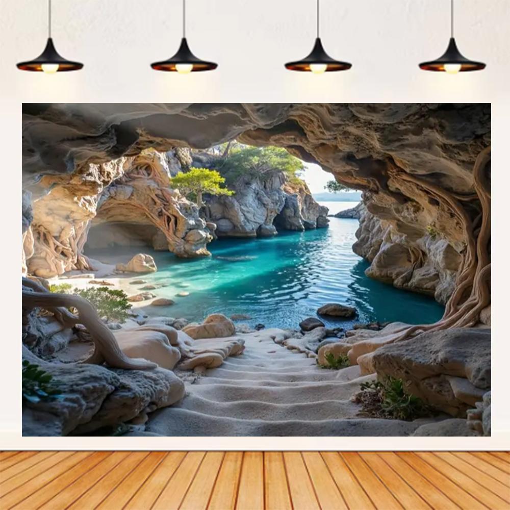 Summer Seaside Beach Theme Background Palm Tree Blue Sky Romantic Sunrise Sea Wave Photography Backdrop Supplies Party Decor