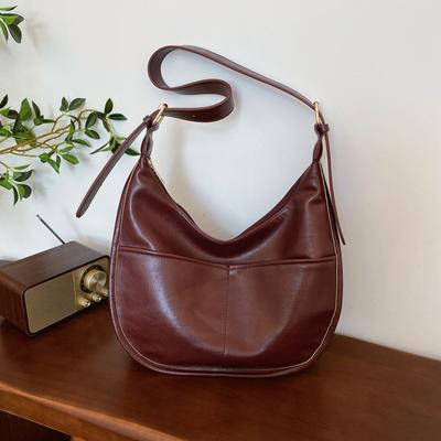 Monochromatic PU Large Capacity Shoulder Bag  Versatile Crossbody  Soft Fashion Trend