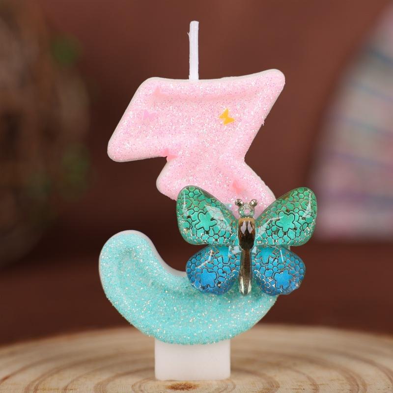 Butterfly Number Birthday Candle Cake Party Decoration Birthday Handmade Candle 0-9