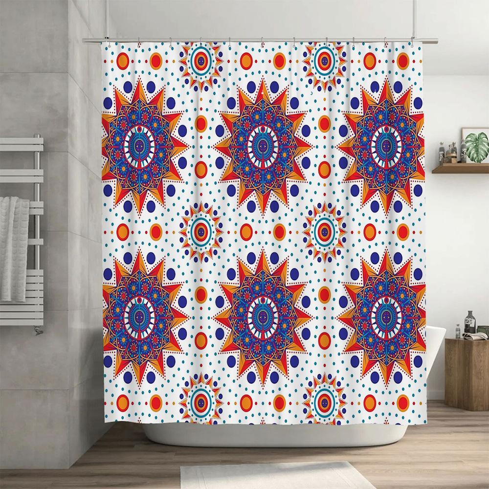 Bohemian Shower Curtain Floral Pattern Nature Theme Bathroom Decor Farmhouse Style Washable Fabric Backdrop Vintage Aesthetic
