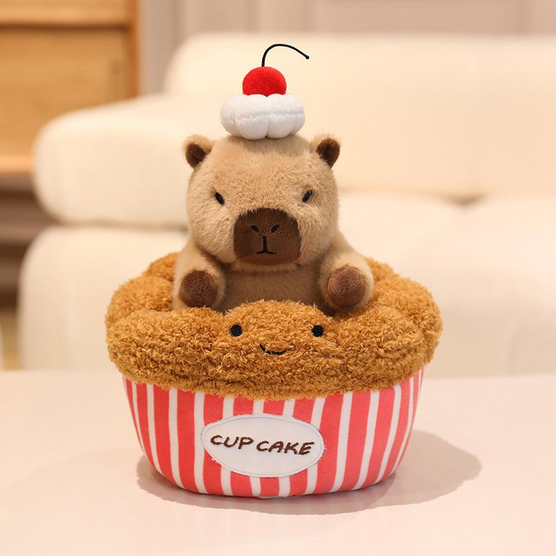 Nouvelle Peluche Capybara Dans Tasse Cupcake Petite Capybara Caché Dans Toast Croissant Pain Ananas Peluches Alimentaires Pour Enfants Cadeau d'Anniversaire 20cm