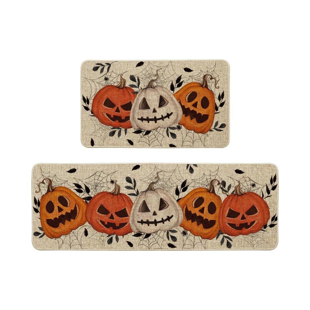 

VIKAMA 1/2pcs Halloween Kitchen floor mat Pumpkin Ghost Corridor Balcony Long Carpet Porch Entrance Door mat Home Decoration 40x60cm 1pc