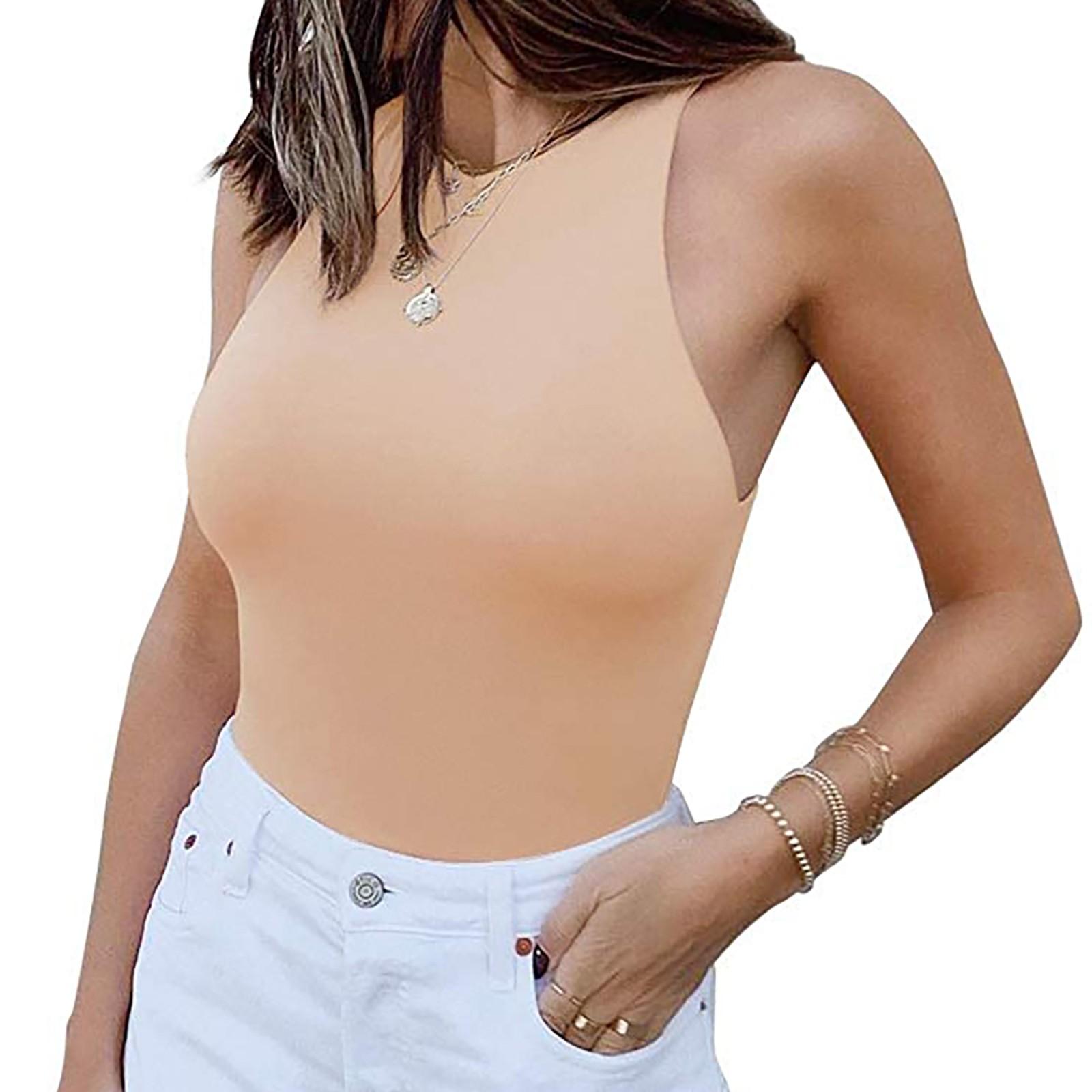 

Женский сплошной цвет, сексуальный боди без рукавов с бретельками на спине, жилет, комбинезон S бежевый