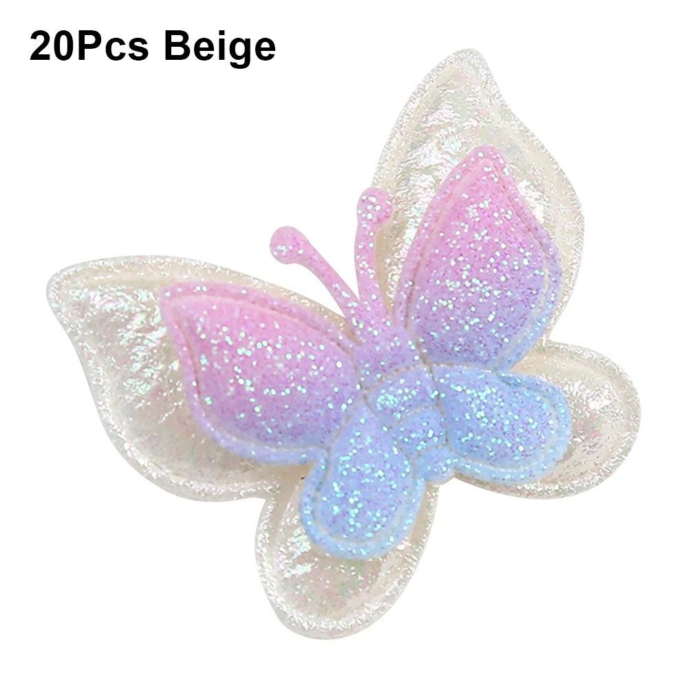 20Pcs Sew On Mesh Glitter Patches Double Layers 40x35mm Padded Applliques Handmade DIY Clothes Patches