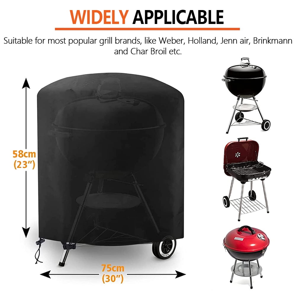 Copertura per griglia a carbone, copertura rotonda impermeabile e antipolvere per barbecue da patio, giardino, griglia a gas, affumicatore e braciere